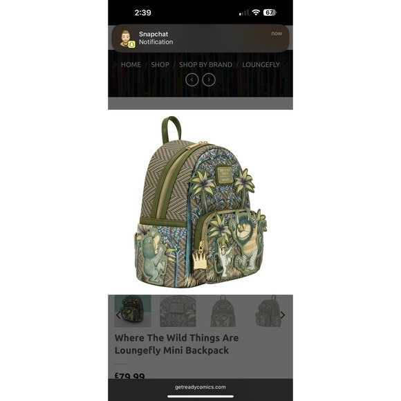 NWT Loungefly Max & The Wild Things Children's Classic Backpack - Picture 3 of 9